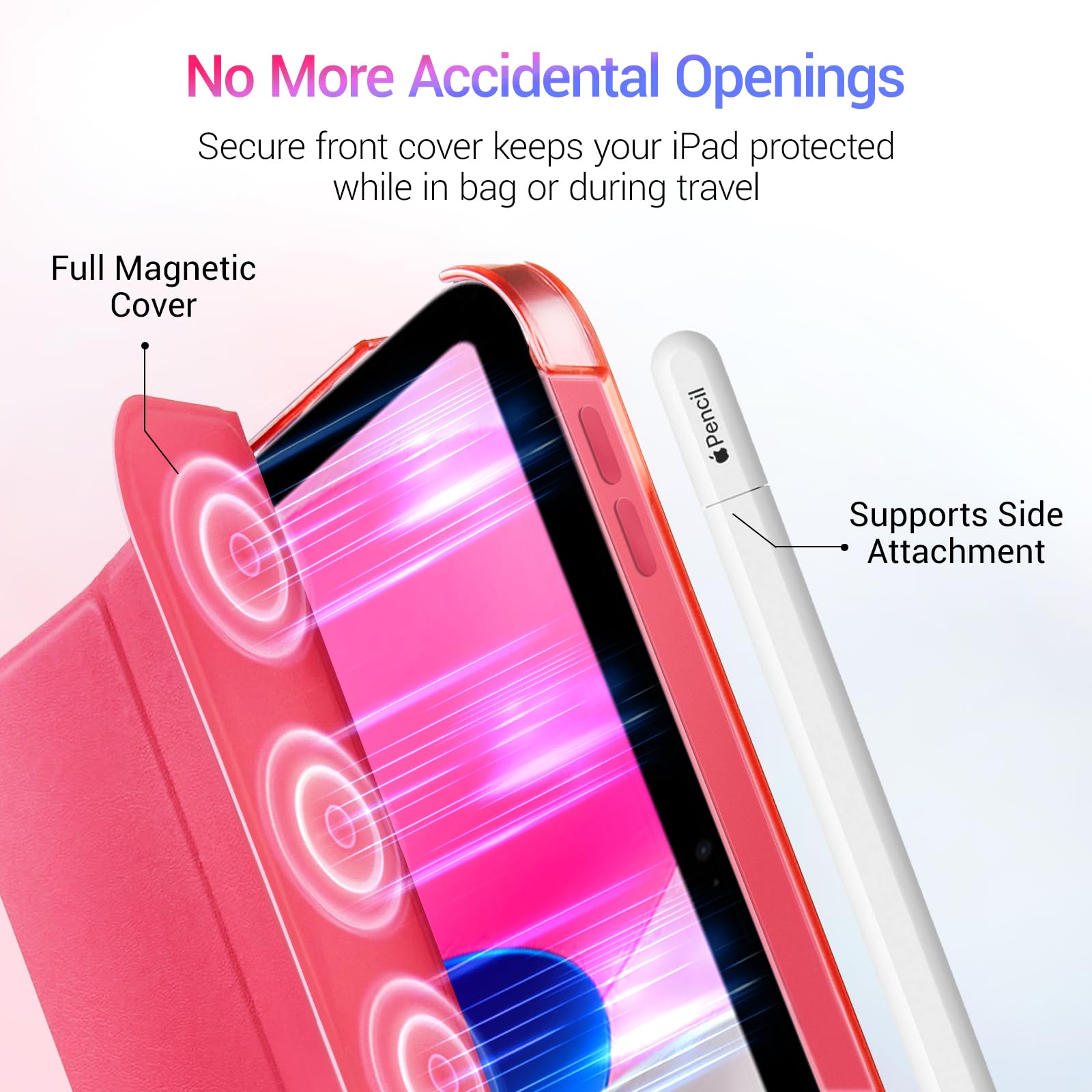 iPad 11th Gen (10th Compatible) Slim Stand Cover with Clear Hard Back, Touch ID#Color_Raspberry