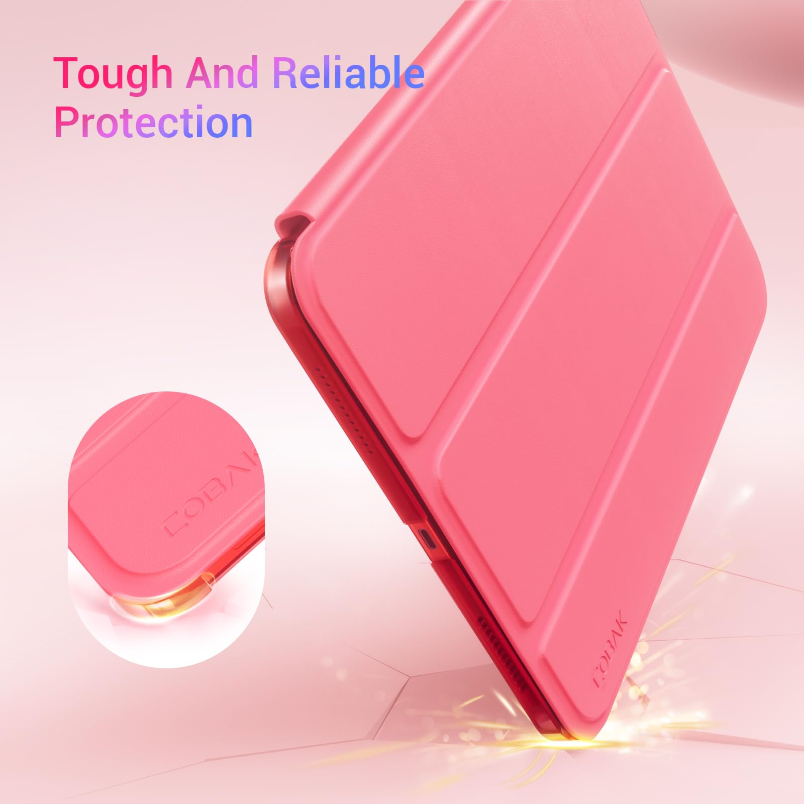 iPad 11th Gen (10th Compatible) Slim Stand Cover with Clear Hard Back, Touch ID#Color_Raspberry