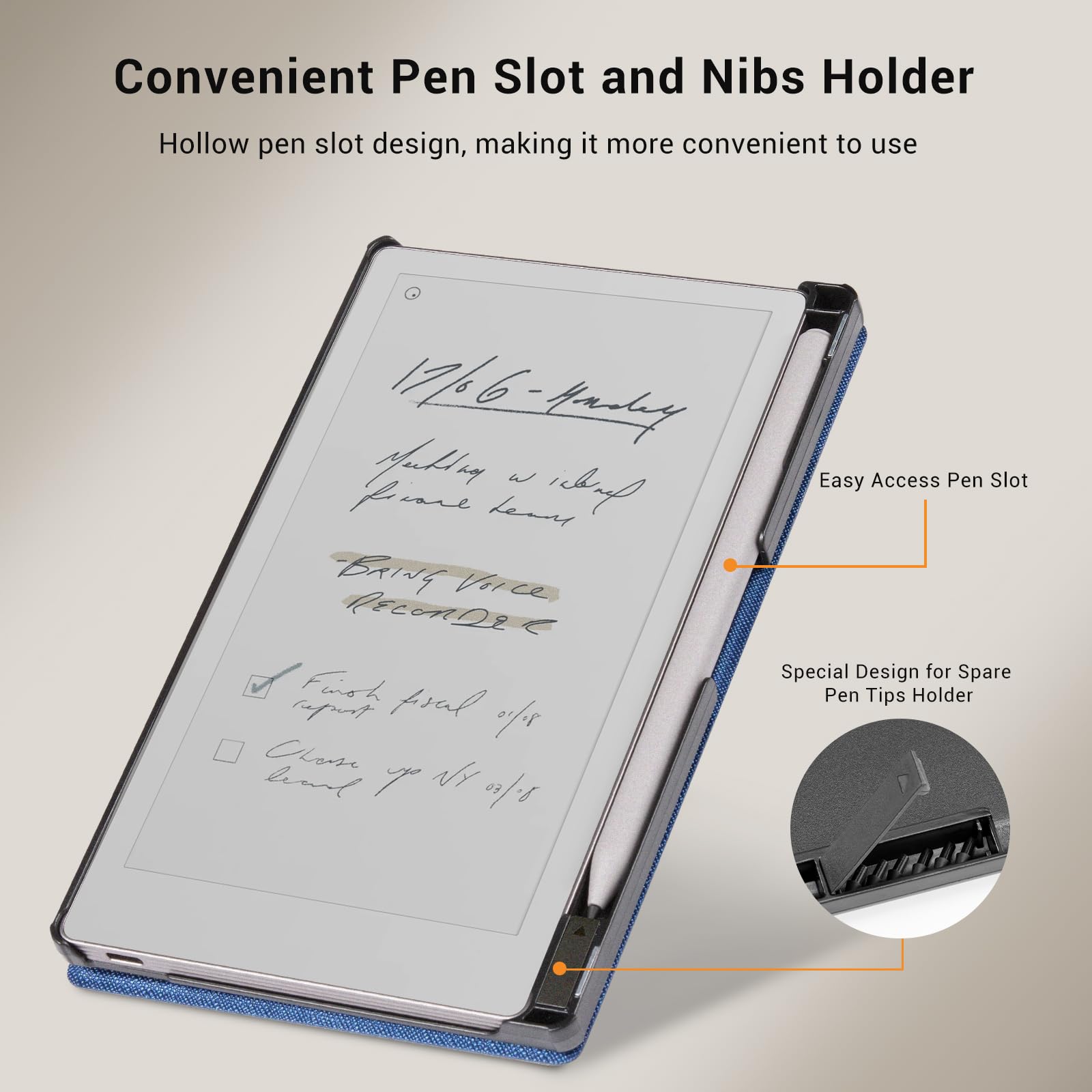 Remarkable Paper Pro Move 7.3 inch (2025) Cross texture Folio Cover#Color_Blue