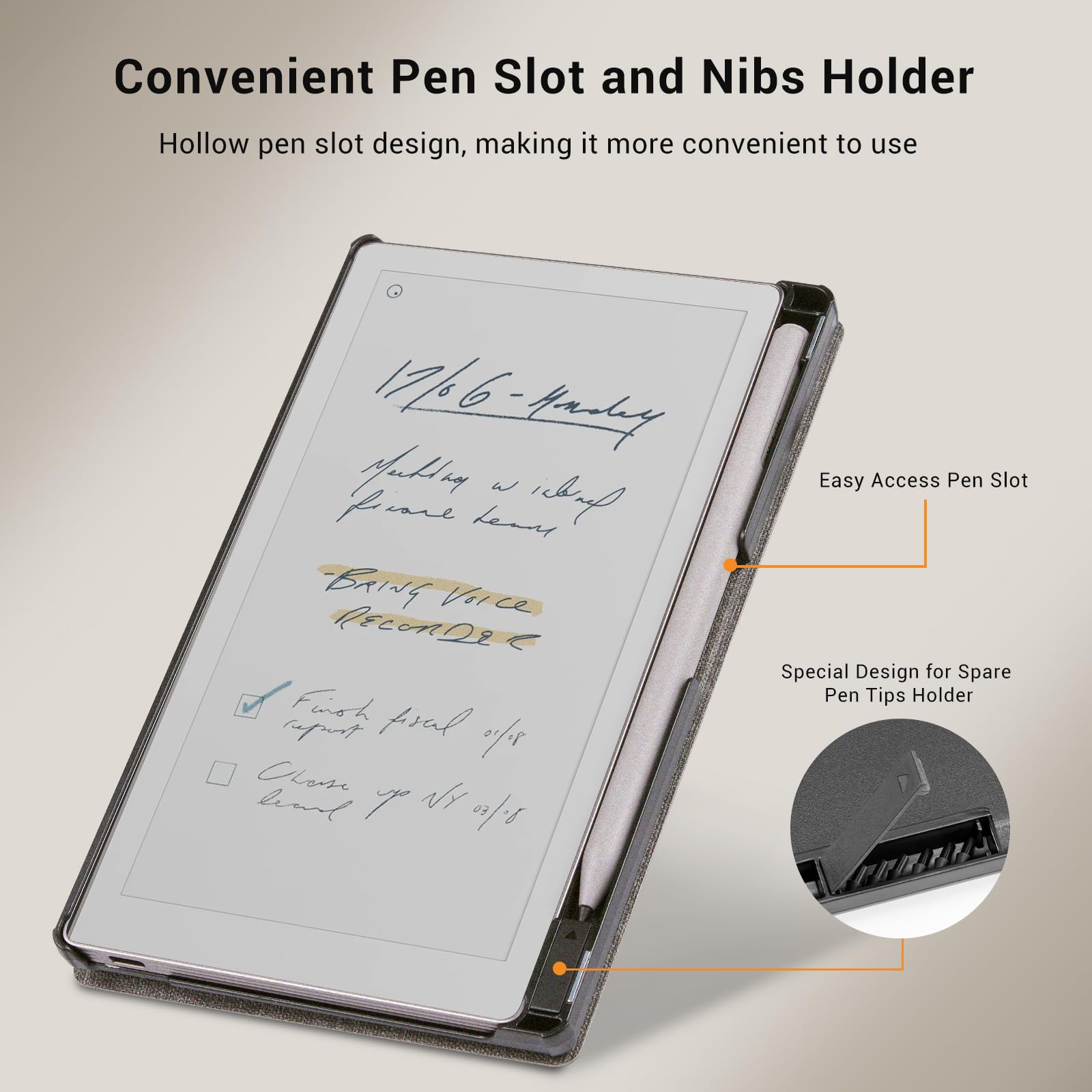 Remarkable Paper Pro Move 7.3 inch (2025) Cross texture Folio Cover#Color_Gray