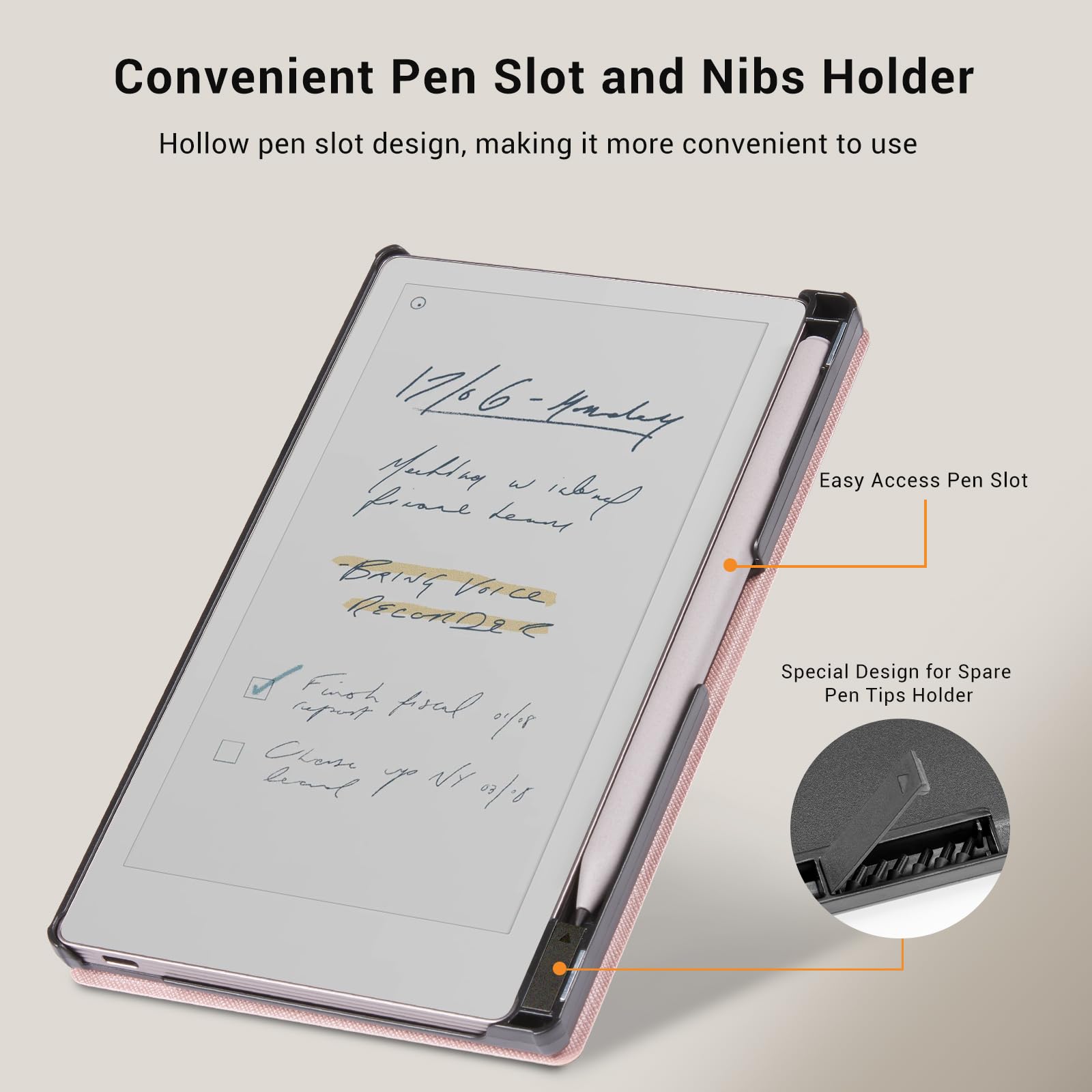 Remarkable Paper Pro Move 7.3 inch (2025) Cross texture Folio Cover#Color_Pink