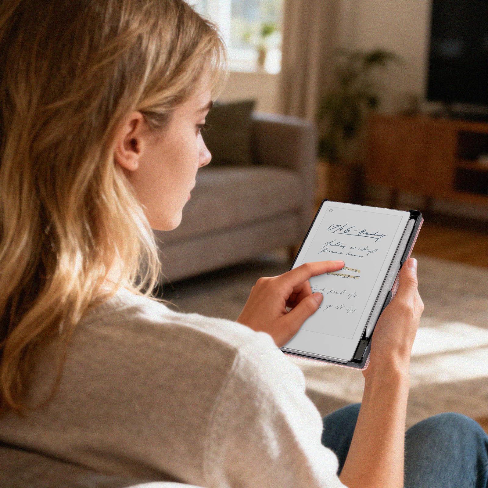 Remarkable Paper Pro Move 7.3 inch (2025) Cross texture Folio Cover#Color_Pink