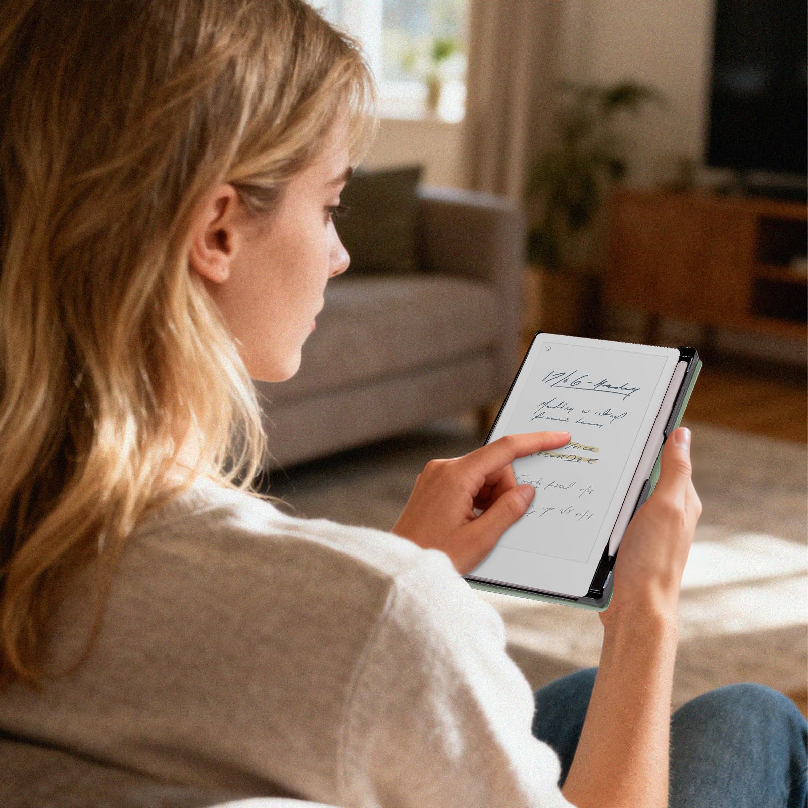 Remarkable Paper Pro Move 7.3 inch (2025) Cross texture Folio Cover#Color_Sage Green