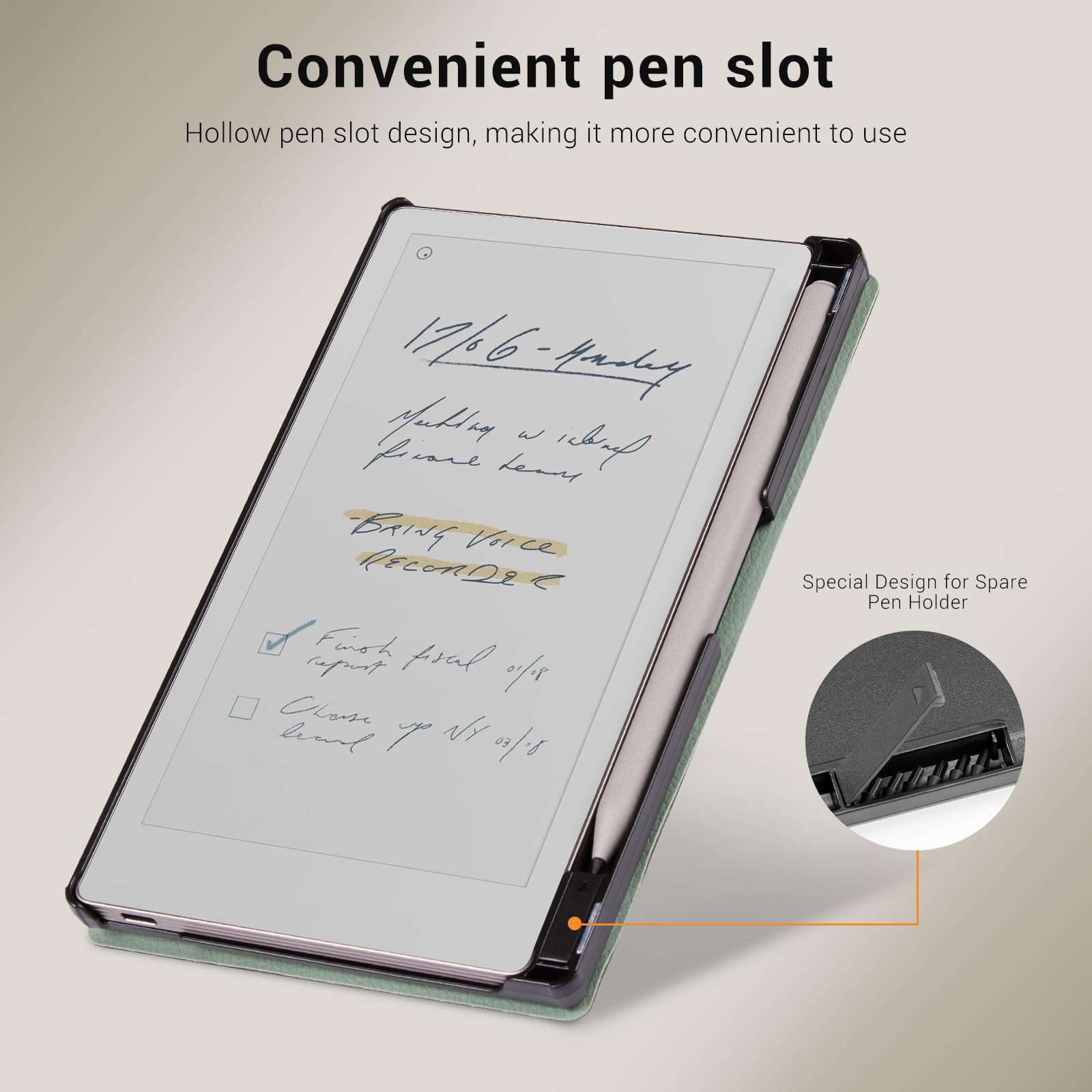 Remarkable Paper Pro Move 7.3 inch (2025) Cross texture Folio Cover#Color_Sage Green