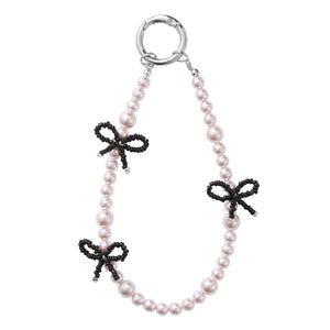 Pink Pearl Black Bow Strap