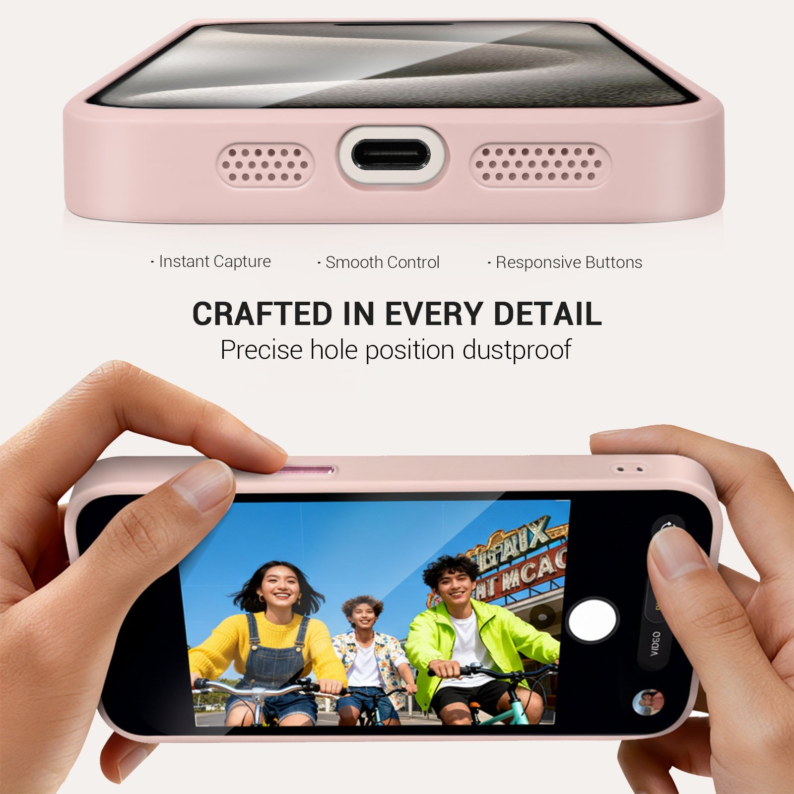 iPhone 13–16 NFC E-Ink Case with 4-Inch HD Display#Color_Peach Pink