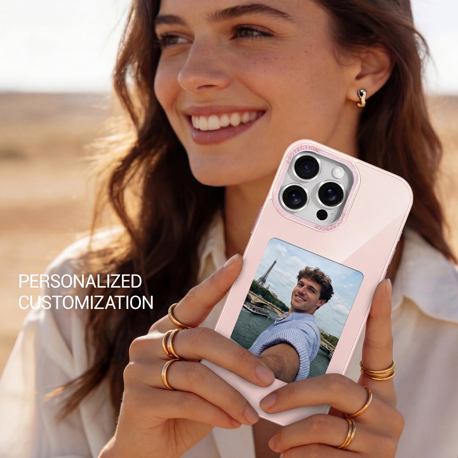 iPhone 13–16 NFC E-Ink Case with 4-Inch HD Display#Color_Peach Pink