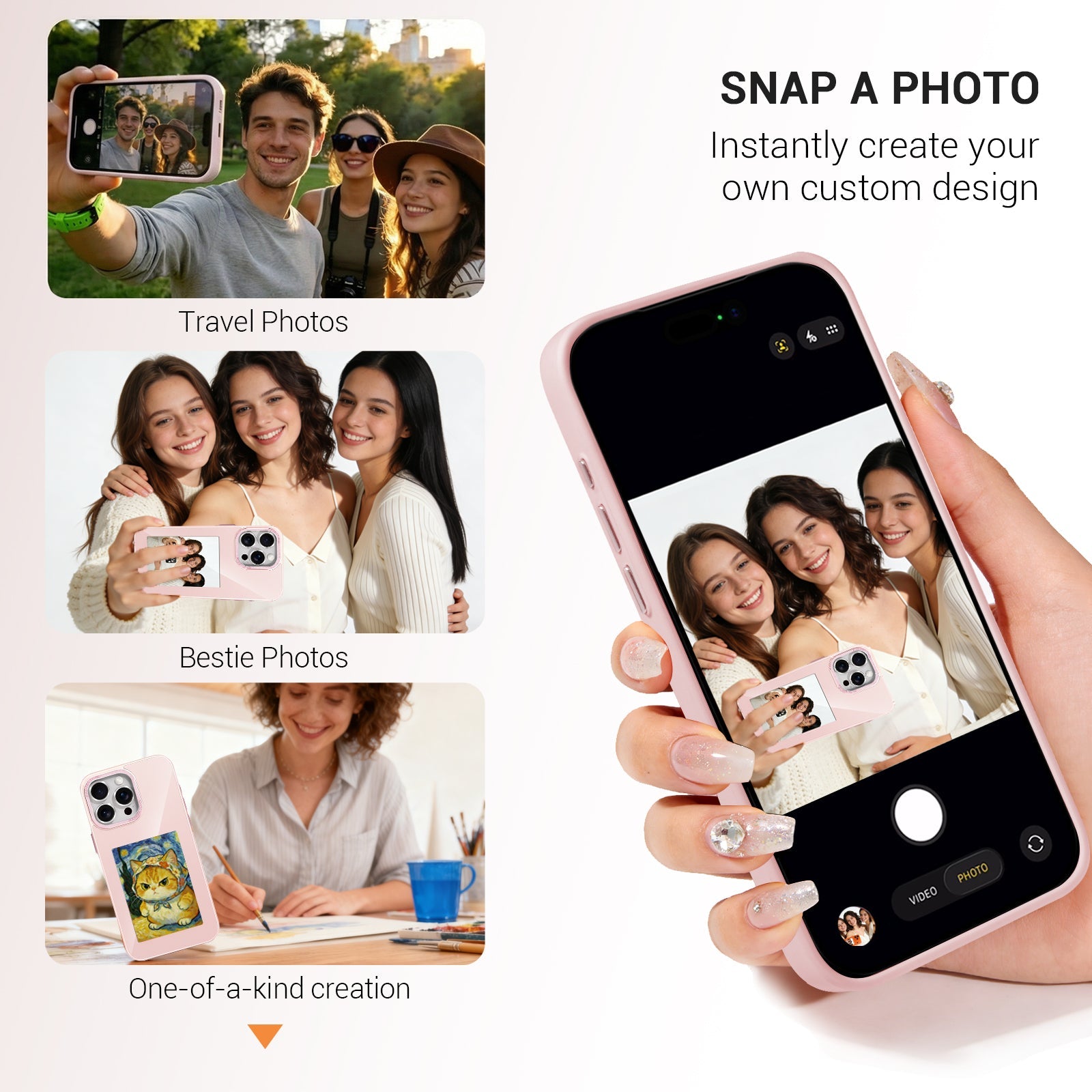 iPhone 13–16 NFC E-Ink Case with 4-Inch HD Display#Color_Peach Pink