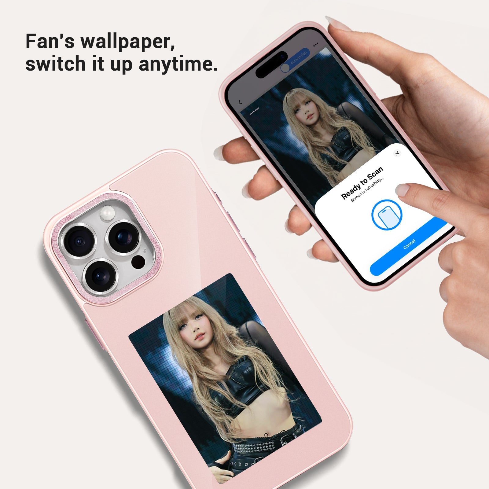 iPhone 13–16 NFC E-Ink Case with 4-Inch HD Display#Color_Peach Pink