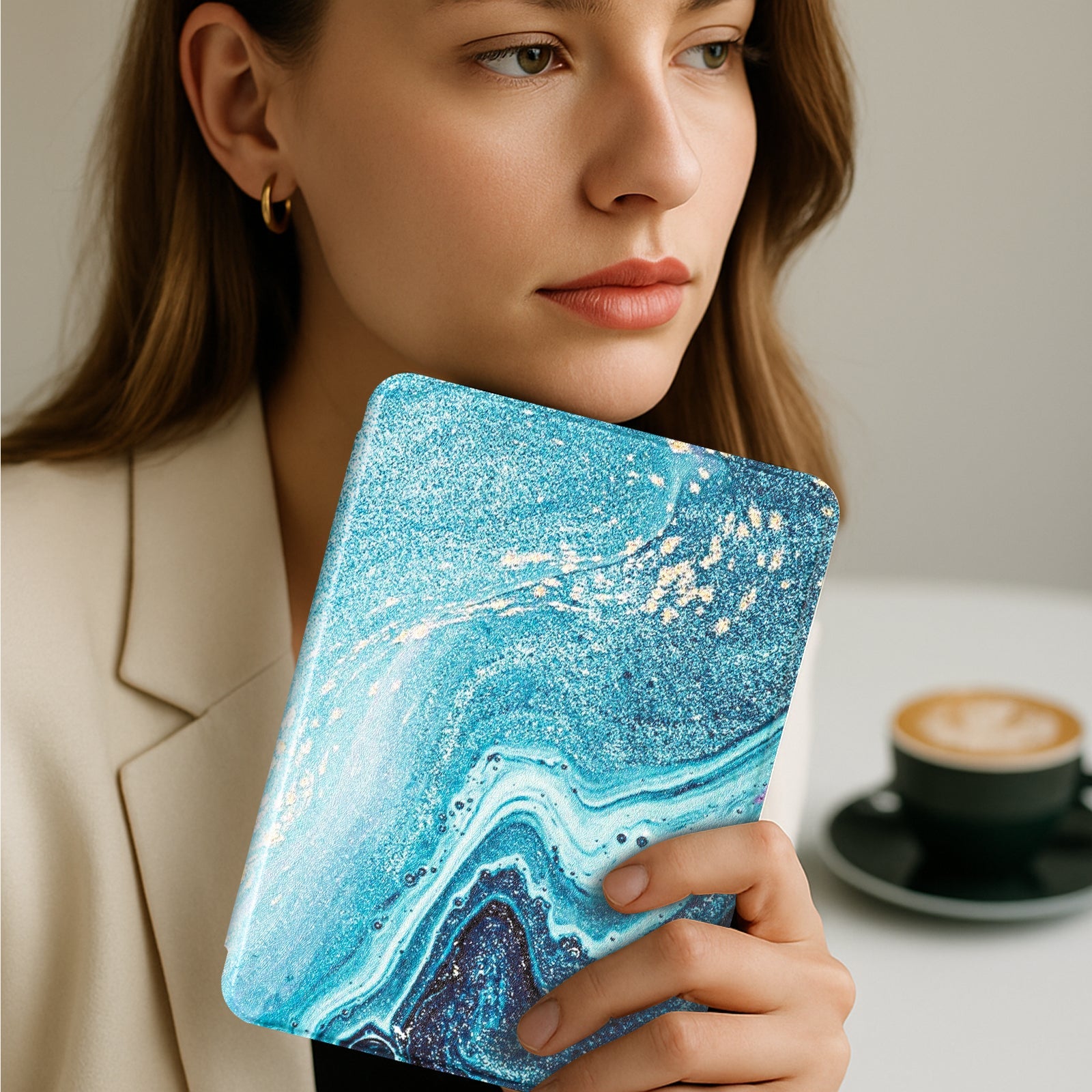 kindle 2022/2024 6 inch basic#Color_Blue Green Gold Marble