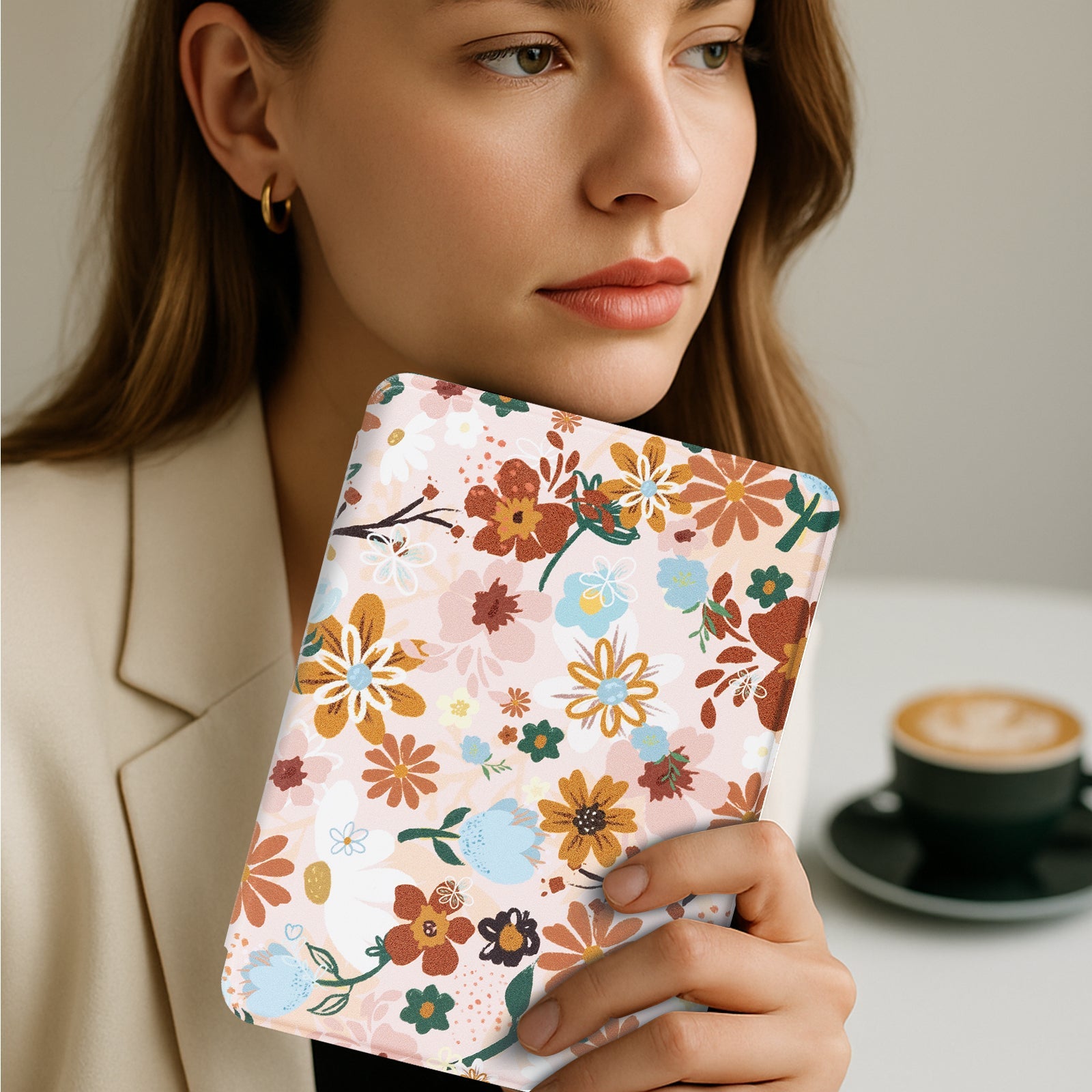 Eden Orange Floral Kindle Basic 6 INCH Case